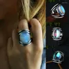 Wedding Rings Tibetan Silver Fashion Jewelry Femme Natural Moonstone Personalized For Women Bijoux Gift