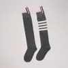 Women Socks Female Mid-length Striped Four-bar Net Red Gray High-tube Fitness Sports Baseball Leg