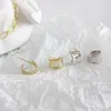 Pendientes Aro Mujer Plata de Ley 925 Joyas Círculo Hojas en forma de Arco Pendiente Chapado Oro Blanco Amarillo