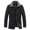 Men's Down Winter Jackets Thick Turn-down Collar Parka Men Coats Casual Warm Fleece Cotton Jacket Male With Fur