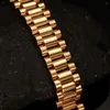 Ссылка браслеты 15 мм роскошные мужчины браслет Band Bracelet Золотой тонал из нержавеющей стали Связанные ремешки манжеты Bardles Gifterry 22 см.
