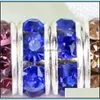P￤rla kepsar Coalt Blue 200st/Lot Sier Plated Rhinestone Crystal Round Beads Spacers 6mm 8mm 10mm Tjeckisk 3 W2 Drop Leverans smycken Fin DHC4E