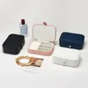 Smyckespåsar Portable Box Två lager Earring Ring Pu Leather Storage Case Travel Display Holder Girly Plot