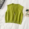 Women's Tanks Knitted Vest Female Korean Version Short V-neck Slim Sleeveless Sweater Cardigan Sexy Top Women Clothing