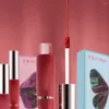 Lip Gloss 3 Colors Liquid Lipstick Set Non Stick Cup Butterfly Case Matte Sexy Red Makeup Women Cosmetics Gift Box