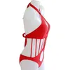 Women's Swimwear Paotang Summer Double-Layer Triangle Sexy Backless Red Black Bikinis 2023 Women Body Suits Swimsuit Seaside Beach