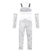 Stage Wear Kids Jazz Costumes Silver Sequin Tops Pants Sleeve Modern Street Dance Hip Hop Suit Children'S Day Catwalk Show Outfits