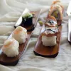 Piatti 1 pz vassoio da portata in legno giapponese rettangolo quadrato colazione sushi snack pane dessert piatto per torta per il commercio all'ingrosso