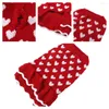 Dog Apparel Pet Clothes Cute Heart Print Flounced Edge Dresses Small Medium Dogs Cats Knitted Sweater Christmas Year Puppy Clothing