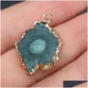 Charms Natural Stone Irregar Round Agate Slice Pendant Healing Reiki Crystal Finding For Fai da te Collane Gioielli moda donna Drop De Dhjvr