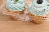 선물 랩 10pcs 2 홀 컵 케이크 음식 용기 투명 플라스틱 베이킹 포장 무스 케이크 상자