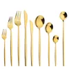 Ensemble de couverts Durtens 6pcs Gold Cutlery Set Knife Dessert Fork Spoon Ice Tea Dingel Varelle en acier en acier inoxydable Party Party