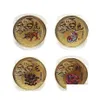 Andere kunsten en ambachten 12 gekleurde dieren Chinese Zodiac Collectible Coins For Luck Souvenirs Gold Coin Mascot Home Decor Jaar 2023 GI DHOWA