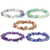 Beaded Natural Gem Stone Strand Bracelet Irregar Crystal Stretch Chip Beads Nets Bracelets Bangles Quartz Elastic Wristband For Wome Dhbu0