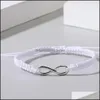 Länkkedja handgjorda mode nummer 8 charms armband för kvinnor justerar sier pläterad oändlighet symbolarmband svart vit flätad rop dh3yq