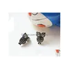 Stud Fashion Jewelry Black Owl Earrings Women Drop Delivery Dh4E1