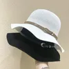 Wide Brim Hats Korean Version Fashionable Belt Buckle Dome Flax Fisherman Hat Female Sunshade Sunscreen Eaves Summer Basin TideWide WideWide