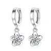 Boucles d'oreilles créoles fleur de prunier pivoine violet rouge cristal 925 bijoux en argent Sterling pour femmes Oorringen Zilver