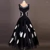 Bühne tragen Ballsaal Tanzen Kleid Strass Moderne Dancewear Tango Tanz Outfit Feder Flamenco Kleider Escapulario Vestido Juvenil