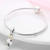 Charms Silver Color Two-tone Wedding Ring Charm Fit Original 3mm Bracelet&Bangle For Women Birthday Fashion Jewelry GifCharms