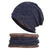 Bérets Chapeaux d'automne et d'hiver Bonnet en laine tricoté pour hommes Deux pièces Bavoir chaud Protection des oreilles Vélo