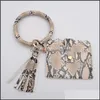 Key Rings Leopard Pu Leather Chain Bracelet For Women Plaid Wallet Round Tassel Pendant Keyring Wristbands Coin Purse Keychain L12Fa Dhl1A