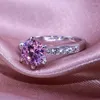Ringos de casamento Huitan Fashion Six Prong Solitaire Ring for Women CZ Stone noivado Femme Band Girl Girl Girl