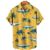 Herren-Freizeithemden, 2023, Herren-Kokosnussbaum-Druck, hawaiianische Sommermode, lose Leinen-Kurzarm-Strandoberteile, 5XL