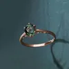 Klusterringar 585 Purple Gold Luxury Wedding för par 14K Rose Creative Fashion Design Green Gem Party Bridal Jewelry