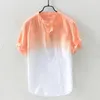 Männer Casual Hemden 2023 Atmungsaktive Herren Hemd Button Up Lose Kurzarm Gradient Baumwolle Pullover Harajuku Vintage Männer Camisa