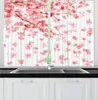 Curtain Blush Dark Coral And White Floral Kitchen Curtains Pastel Japanese Botanical Design Cherry Blossom Branches Petals For Kitch