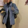 Kvinnor BLOUSES SPRING Autumn Women Jeans Blus Jacket Casual Turndown Collar Long Sleeve Button Down Shirt Woman Vintage Baggy Denim Top