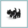 Stud Impalement Black Stereoscopic 3D Cute Cat Handmade Earrings For Women Lovely Pearl Piercing Ear Drop Delivery Jewelry Otx0E