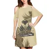 Casual Dresses Cumagical 2023 Wholesale Polynesian Guam Style Design Women Dress Custom Pattern Printed Short Sleeves DressCasual