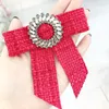 Brooches Rhinestone Bow For Women Girls Collar Ribbon Bowtie Fashion Corsage Female High Quality Clothing Accessories