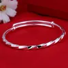 Bangle YJ-B-S307 Moda S990 Full Silver Bracelet Lady Lady Push-Pull Ajuste Pure Bangles Boletizes Mulheres Ornamentos