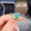 Cluster Rings Natural Opal Ring High Fire Color Circular Cut Luxury Classic Ladies Jewelry Autumn Engagement S925 Sterling Silver