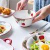 Bowls Nordic Creative Cute Red Strawberry Breakfast Plate Under Glazed Ceramic Salad Rice Soup Bowl Steak Dessert Mug Dinnerware