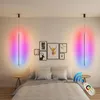 Hanger lampen moderne led rgb lichten slaapkamer bedkamer bed tv -muur achtergrond geometrie lijn strip hangende verlichtingsarmaturen