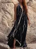 Casual Dresses 2023 Sexy Spaghetti Strap Striped Sundress Maxi Dress Summer Clothing For Women Party Evening Beach Wear A1407