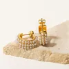 Kolczyki obręcze Uworld ze stali nierdzewnej białej perłowej kołki dla kobiet złoty geometryczny wodoodporny Pendientes