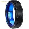 Wedding Rings BONLAVIE Men's Ring Tungsten Steel 8MM Width 2.3MM Thick Male Blue Outer Black Surface For Men Jewelry1