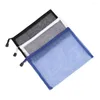 Storage Bags Color Nylon Handbags Stationery Cosmetic Coin Purse Transparent Grid Mesh Pen Bag Zipper Pencil Case