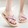 Pantofole Sandali da spiaggia estivi da donna Stretch Cross Slide Ladies Bohemia Sides Scarpe piatte casual Taglie forti