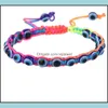 Braccialetti con ciondoli Moda in resina con perline Bracciale con ciondoli occhio blu malvagio Mticolor Corda intrecciata Braccialetti per amanti Lunghezza regolabile 1 Dh4I5