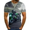メンズTシャツ2023グラフィックTシャツレーサー3Dパンクスタイルマンサマーファッショントップオートバイプラスサイズストリートウェア