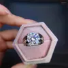 Cluster Rings 5CT Moissanite Men's Ring 925 Silver Beautiful Firecolour Diamond Substitut lyxbröllop för par