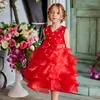 Girl Dresses 3-8 Years Flower Dress Formal Floral Baby Girls Red White Vestidos Wedding Party Children Clothes Birthday Clothing