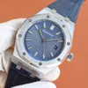 2023 Blue Mens 시계 일본 8215 자동 움직임 발광 손목 시계 가죽 스트랩 시계 41mm