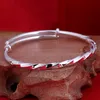 Bangle YJ-B-S307 Moda S990 Full Silver Bracelet Lady Lady Push-Pull Ajuste Pure Bangles Boletizes Mulheres Ornamentos